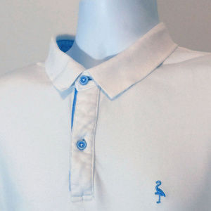 TAILORBYRD White & Blue Long Sleeve Golf Polo